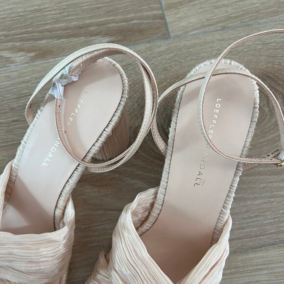 NEW $395 Loeffler Randall Reed Cream Sparkle Pleated Twist Heel - Picture 8 of 13